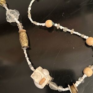 Elegant Gold and White Beaded Necklace